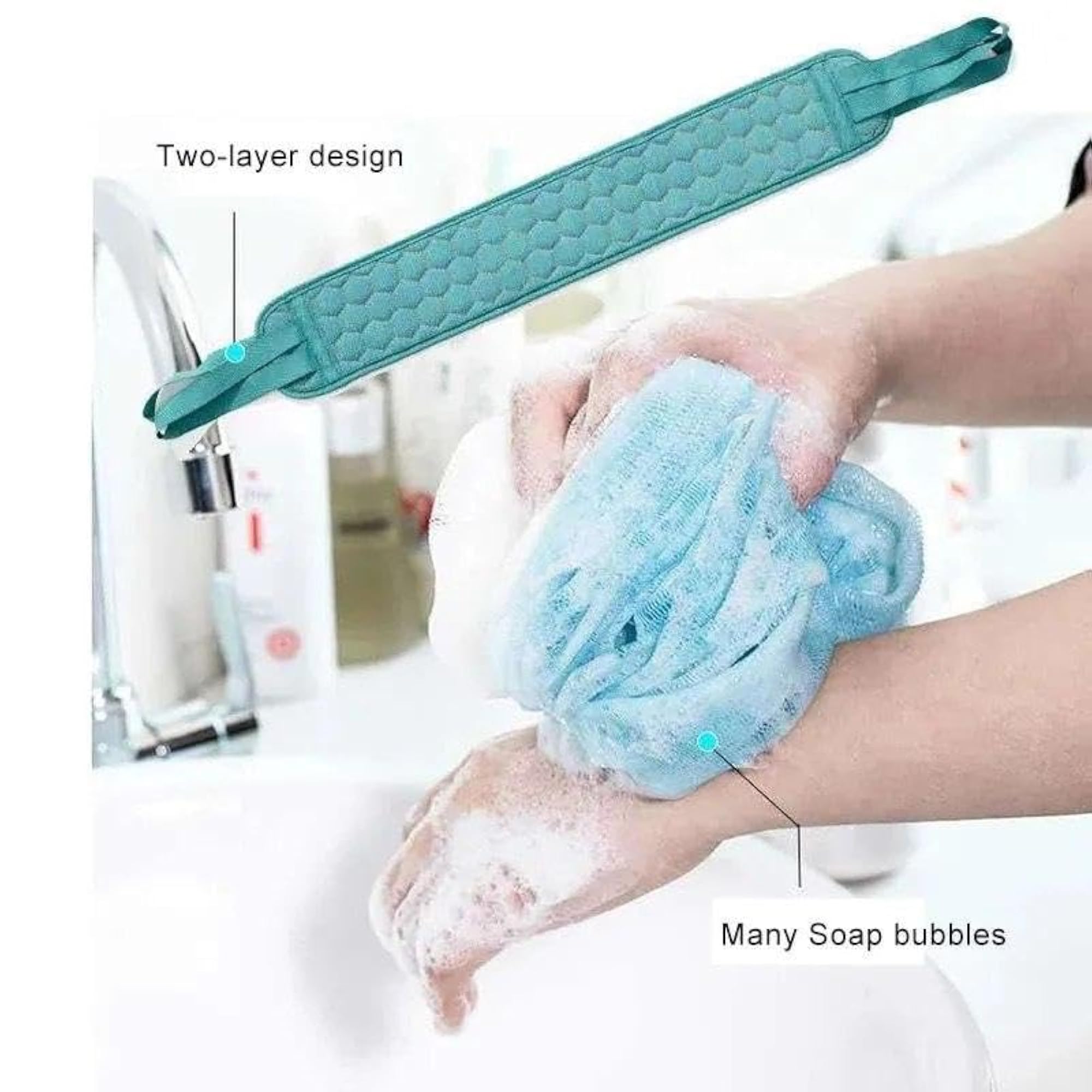 3 Pcs Bath Loofah Set, Exfoliating Shower Sponge